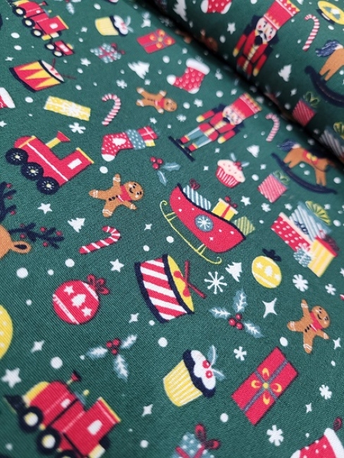 BW Poplin- Weihnachten auf grün